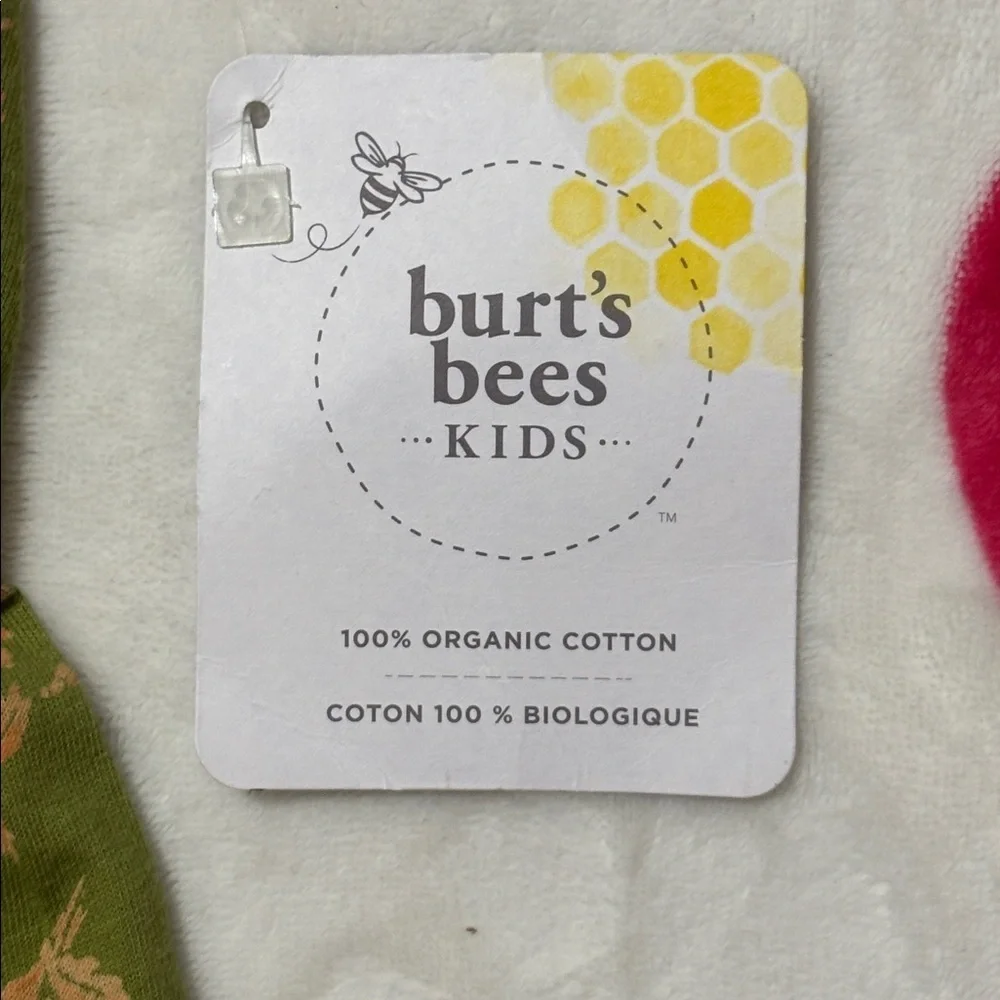 Burt's Bees Girl’s Floral Romper, green, peach, cotton, 2T